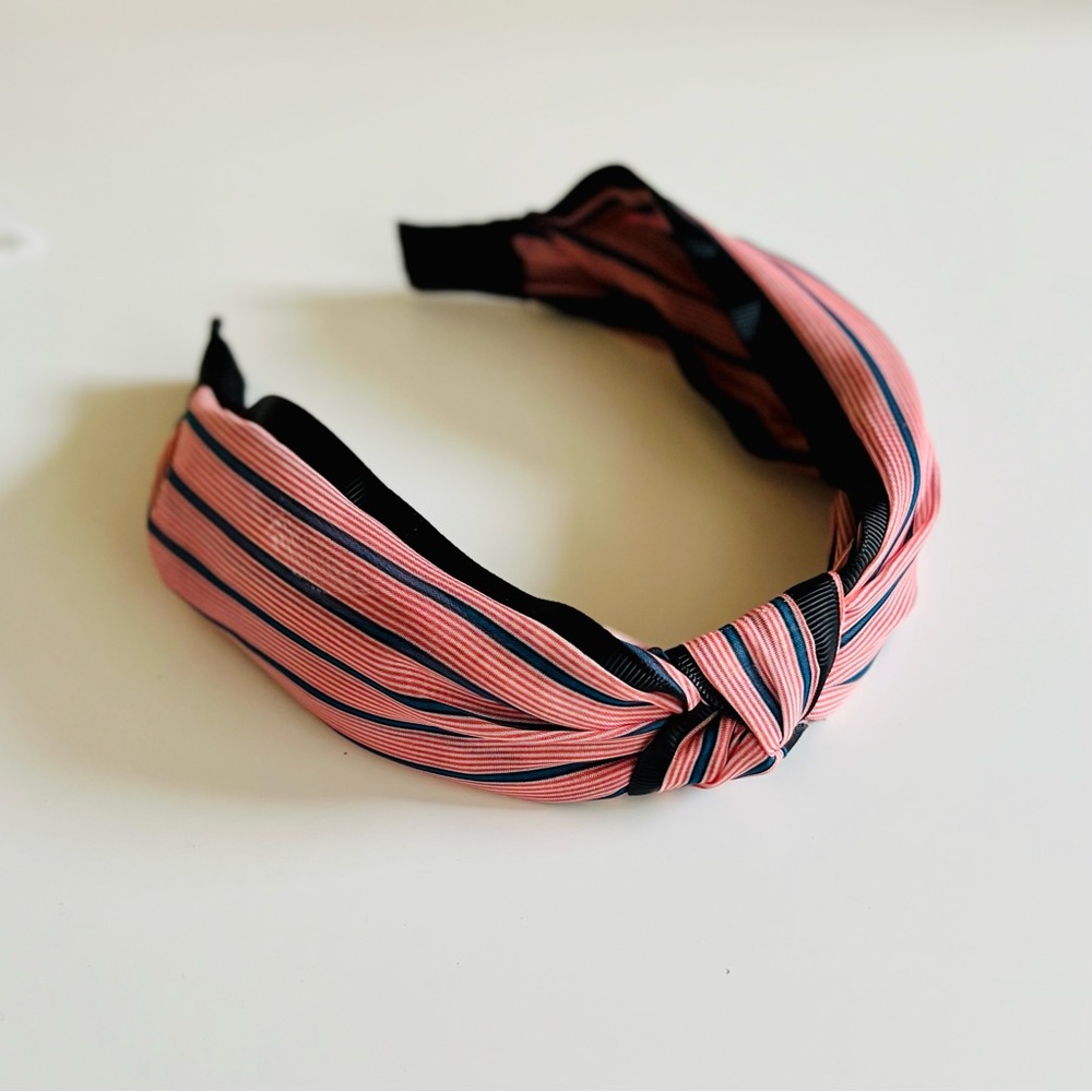 ANTHROPOLOGIE Red & Blue Striped Knotted Hair Headband • NEW